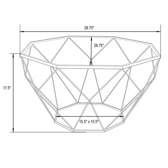 Chenda Octagon Glass Top Coffee Table With Geometric Base - Chic Decora