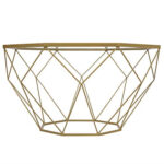 Chenda Octagon Glass Top Coffee Table With Geometric Base - Chic Decora