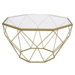 Chenda Octagon Glass Top Coffee Table With Geometric Base - Chic Decora