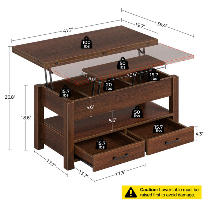 Chumani Coffee Table with Storage, Lift Top Coffee Table for Living Room - Chic Decora