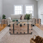 Chunn Rustic Solid Wood Coffee Table Set, 1 Big Trunk, 1 Small Trunk, 1 End Table - Chic Decora