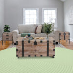 Chunn Rustic Solid Wood Coffee Table Set, 1 Big Trunk, 1 Small Trunk, 1 End Table - Chic Decora