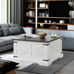 Clarkston Barn Design Coffee Table with Filp Top and Hidden Storage Space - Chic Decora