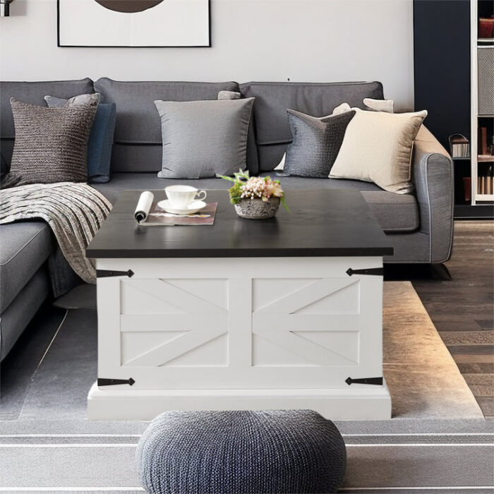 Clarkston Barn Design Coffee Table with Filp Top and Hidden Storage Space - Chic Decora