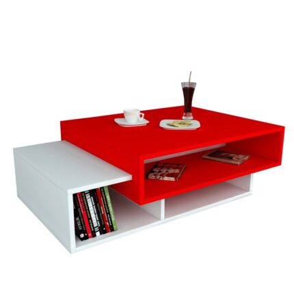 Alekya Modern Glass Coffee Table with Metal Frame, Living Room Table with Storage Shelf - Chic Decora