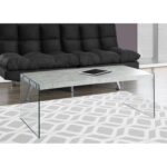 Coffee Table, Accent, Cocktail, Rectangular, Living Room, 44″L, Tempered Glass, Grey, Clear - Chic Decora