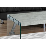 Coffee Table, Accent, Cocktail, Rectangular, Living Room, 44″L, Tempered Glass, Grey, Clear - Chic Decora