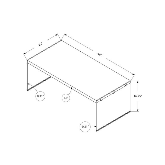 Coffee Table, Accent, Cocktail, Rectangular, Living Room, 44″L, Tempered Glass, Grey, Clear - Chic Decora