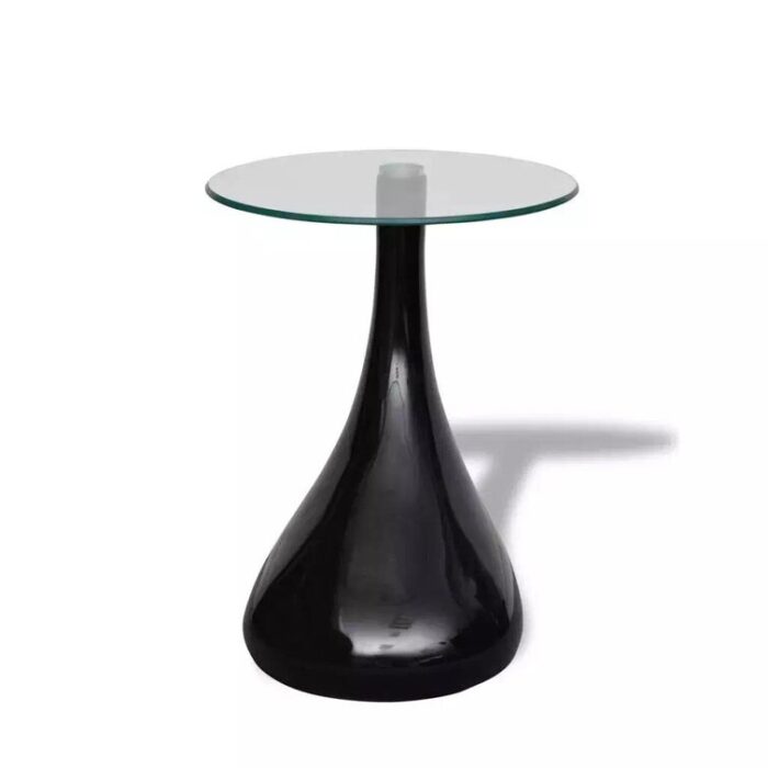 Coffee Table End Table Living Room Side Table with Round Glass Top - Chic Decora