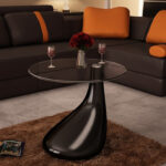 Coffee Table End Table Living Room Side Table with Round Glass Top - Chic Decora