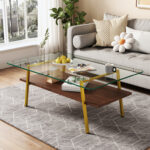 Coffee Table Glass Top Single Coffee Table - Chic Decora