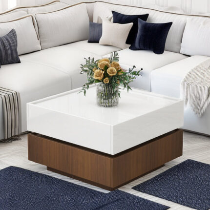 Currey Square 360Â° Rotating Coffee Table with 2 Drawers - Chic Decora