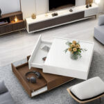 Currey Square 360Â° Rotating Coffee Table with 2 Drawers - Chic Decora