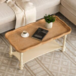 Deio French Farmhouse Coffee Table Natural Tray Top Sofa Table - Chic Decora