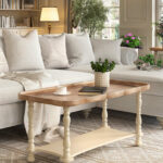 Deio French Farmhouse Coffee Table Natural Tray Top Sofa Table - Chic Decora