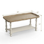 Deio French Farmhouse Coffee Table Natural Tray Top Sofa Table - Chic Decora