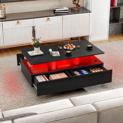 Ellise LED Coffee Table with 4 Drawers - Chic Decora