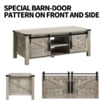 Farmhouse 48″ Coffee Table with Sliding Barn Door and Adjustable Shelf - Chic Decora