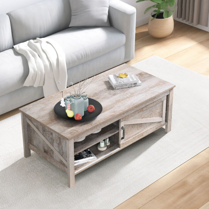 Fleishman 47″ 4 Legs Rectangular Coffee Table with Storage For Living Room - Chic Decora