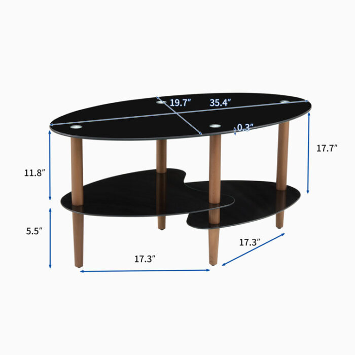 Gailanne Transparent glass tabletop Oval Coffee Table, 3-layer Glass Cocktail Table,center table - Chic Decora