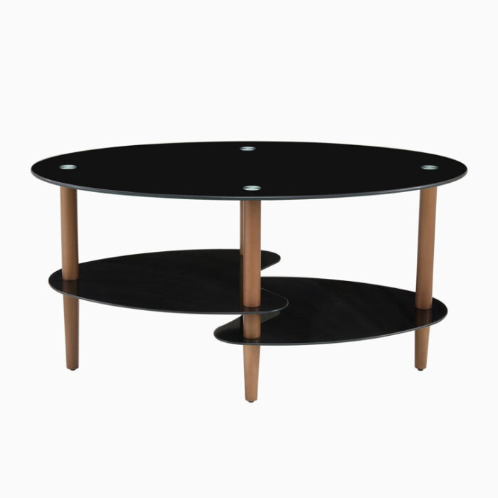 Gailanne Transparent glass tabletop Oval Coffee Table, 3-layer Glass Cocktail Table,center table - Chic Decora