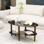 Gailanne Transparent glass tabletop Oval Coffee Table, 3-layer Glass Cocktail Table,center table - Chic Decora