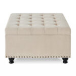 Galatia Coffee Table storage ottoman with wooden legs - Chic Decora