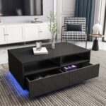 Gastelum LED Coffee Table with Colorful RGB LED Lights & 4 Drawers - Chic Decora