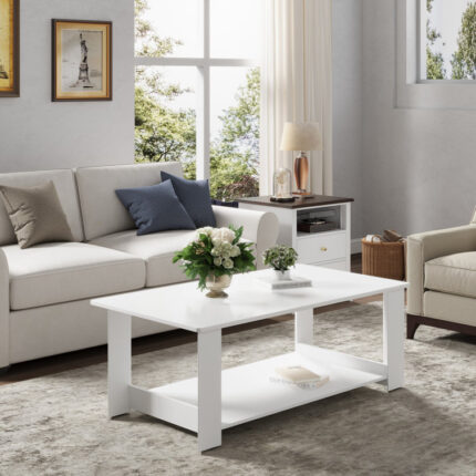 Farmhouse Storage Coffee Table with Hinged Lift Top for Living Room and Hidden Storage Bags - Chic Decora