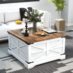 Gulkis Farmhouse Square Storage Coffee Table with Hinged Lift Top for Living Room - Chic Decora