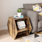 Hexagonal Coffee Table Side Table Nightstand Wood - Chic Decora