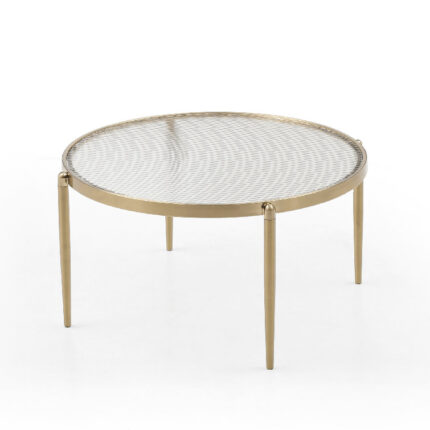 High-Quality Addlie Modern Golden/Charcoal Vacuum-Plated Low Profile Round Coffee Table - Chic Decora