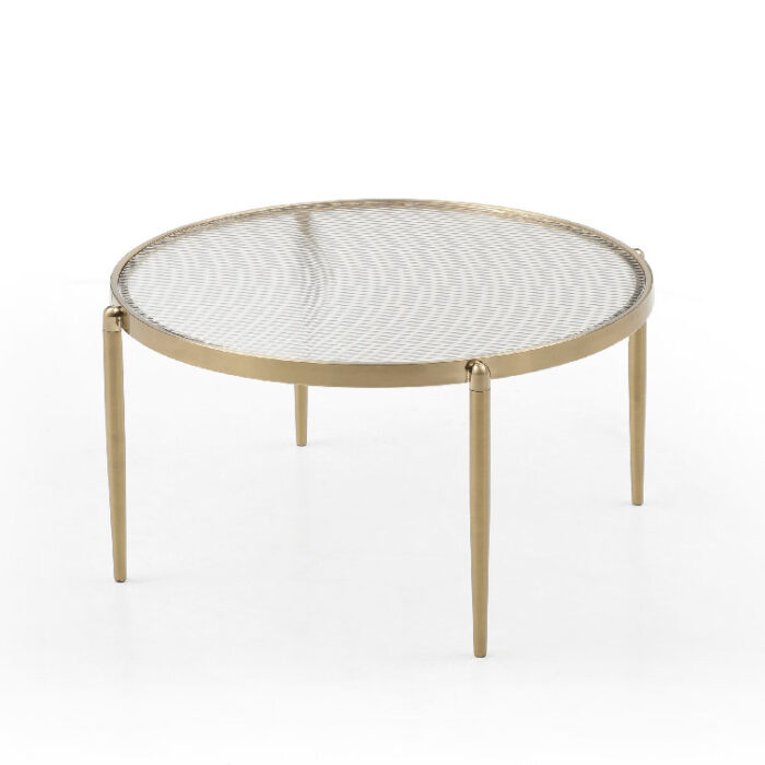 High-Quality Addlie Modern Golden/Charcoal Vacuum-Plated Low Profile Round Coffee Table - Chic Decora