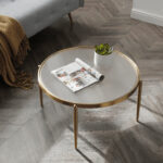 High-Quality Addlie Modern Golden/Charcoal Vacuum-Plated Low Profile Round Coffee Table - Chic Decora