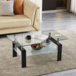 Hillarie Modern Clear Glass Coffee Table for Living Room - Chic Decora