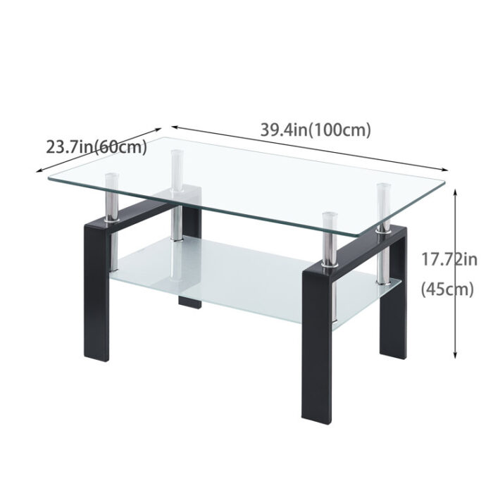 Hillarie Modern Clear Glass Coffee Table for Living Room - Chic Decora