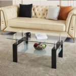 Hillarie Modern Clear Glass Coffee Table for Living Room - Chic Decora