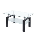 Hillarie Modern Clear Glass Coffee Table for Living Room - Chic Decora