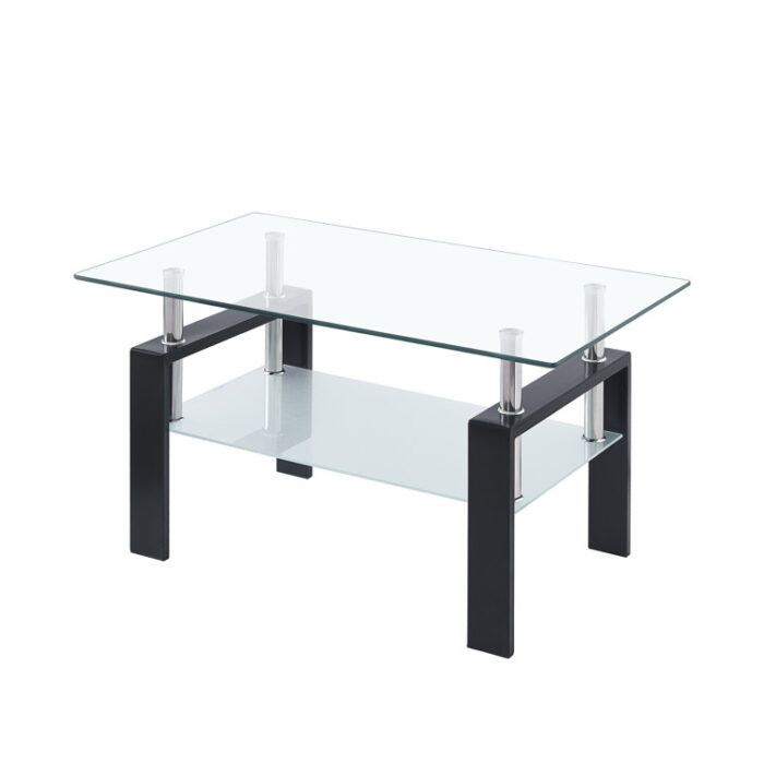 Hillarie Modern Clear Glass Coffee Table for Living Room - Chic Decora