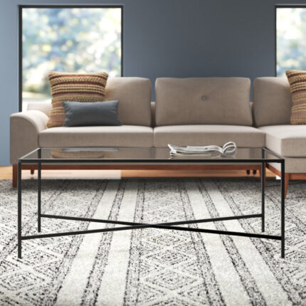 Holte 48″ Glass and Steel Coffee Table - Chic Decora