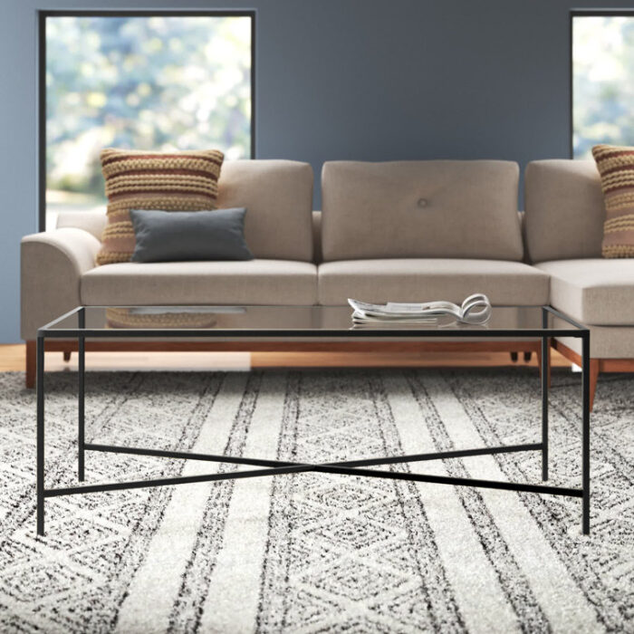 Holte 48″ Glass and Steel Coffee Table - Chic Decora