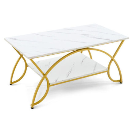 Himzo 43″ L x 17″ H Rectangle Glass Top Coffee Table - Chic Decora