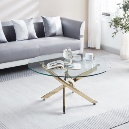 Modern Solid Metal Base Round Coffee Table - Chic Decora