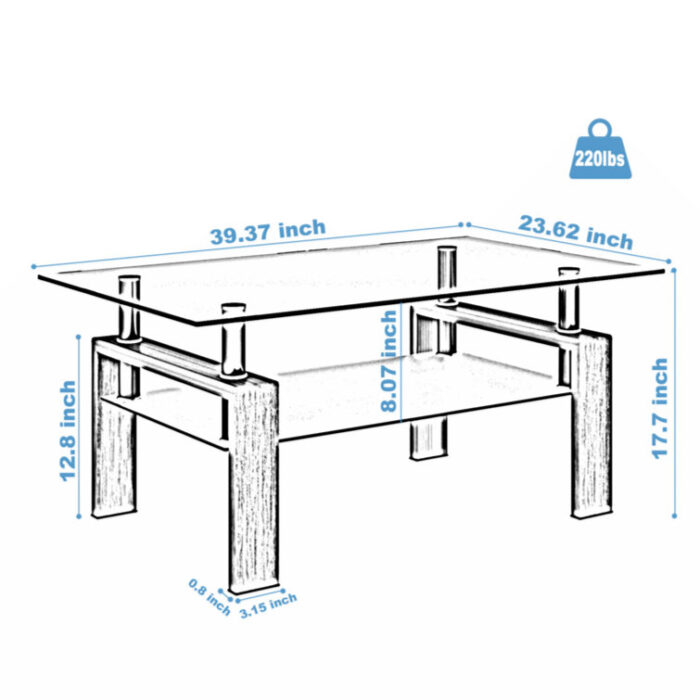 Jamice Glass Coffee Table - Chic Decora