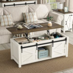 Jaquavion Farmhouse Lift Top Coffee Table with Hidden Storage and Sliding Barn Door - Chic Decora