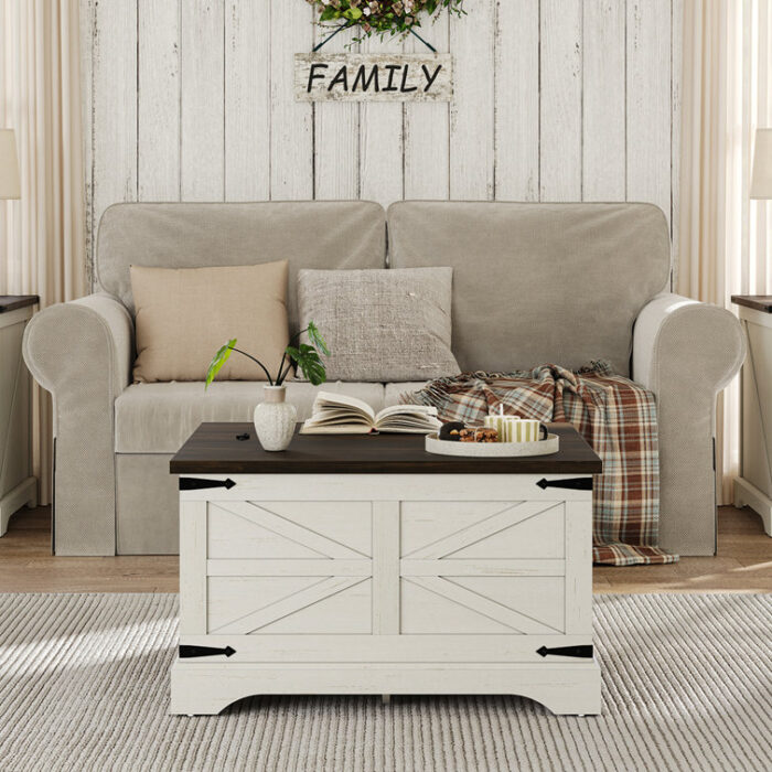 Jareal Lift Top Coffee Table 31.4 “W Farmhouse Square Storage Coffee Table - Chic Decora