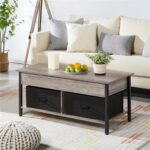 Jarissa Lift Top Coffee Table with Hidden Compartment & 2 Fabric Storage Baskets - Chic Decora