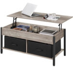 Jarissa Lift Top Coffee Table with Hidden Compartment & 2 Fabric Storage Baskets - Chic Decora