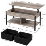 Jarissa Lift Top Coffee Table with Hidden Compartment & 2 Fabric Storage Baskets - Chic Decora