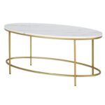 Jeslee 42″Faux Marble And Steel Oval Coffee Table - Chic Decora